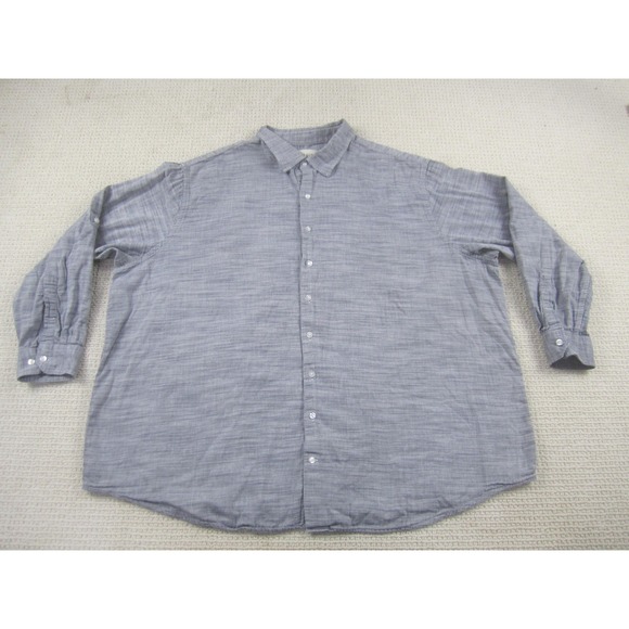 True Nation Other - True Nation Shirt Mens 4XLT Gray Button Down Long Sleeve Big & Tall Cotton‎ Slub